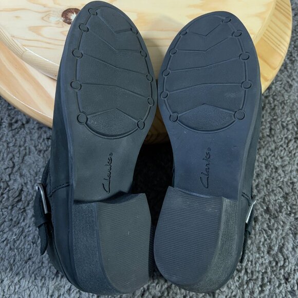 Clarks Charlten Rae Ankle Boots Womens Size 8.5 Black Leather Buckle Booties - Picture 9 of 9